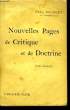 Nouvelles Pages de Critique et de Doctrine. TOME 1er.. BOURGET Paul