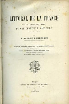 Le Littoral de la France. Côtes Languedociennes, du Cap Cerbère à Marseille.. VATTIER D'AMBROYSE V.