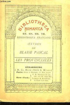 Oeuvres de Blaise Pascal. Les Provinciales.. PASCAL Blaise