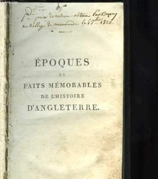 Epoques et faits mémorables de l'histoire d'Angleterre depuis Alfred le Grand jusqu'à ce jour. Avec huit gravures en taille-douce. DURDENT R.J.