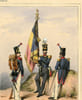 GRAVURE 19eme COULEURS - GALERIE MILITAIRE - N&deg;27 - ARMEE BELGE - N&deg;5 - INFANTERIE DE LIGNE. COULON ET CIE