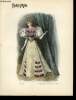 GRAVURE 19eme COULEURS - PARIS MODE - DAME DERRIERE LE RIDEAU. CHAPUIS J.