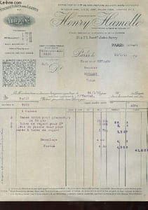 1 FACTURE ANCIENNE - HENRY HAMELLE - FOURNITURES POUR USINES - VALVOLINE A PARIS