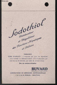 BUVARD - SODOTHIOL. LABORATOIRE DE MEDECINE EXPERIMENTALE