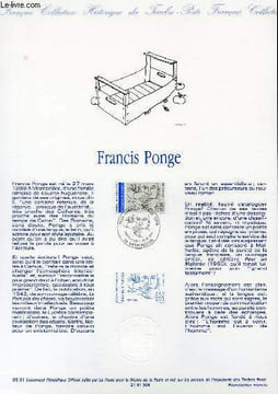 DOCUMENT PHILATELIQUE OFFICIEL N°05-91 - FRANCIS PONGE (N°2684 YVERT ET TELLIER). ALBUISSON