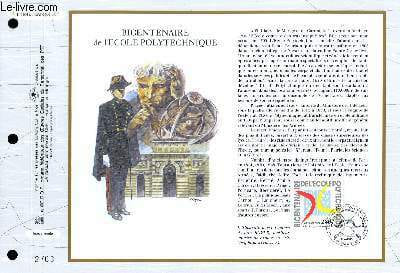 FEUILLET ARTISTIQUE PHILATELIQUE - CEF - N° 1164 - BICENTENAIRE DE L'ECOLE POLYTECHNIQUE