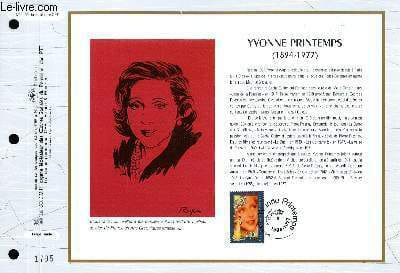 FEUILLET ARTISTIQUE PHILATELIQUE - CEF - N° 1190 - YVONNE PRINTEMPS 1894-1977