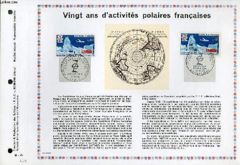 FEUILLET ARTISTIQUE PHILATELIQUE - PAC - 68 - 26 - VINGT ANS D'ACTIVITES POLAIRES FRANCAISES. COLLECTIF