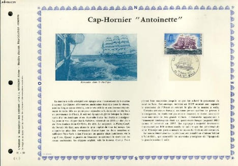 "FEUILLET ARTISTIQUE PHILATELIQUE - PAC - 71 - 13 - CAP-HORNIER ""ANTOINETTE""". COLLECTIF