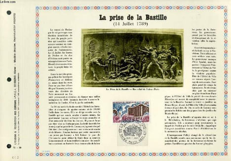 FEUILLET ARTISTIQUE PHILATELIQUE - PAC - 71 - 29 - LA PRISE DE LA BASTILLE (14 JUILLET 1789). COLLECTIF