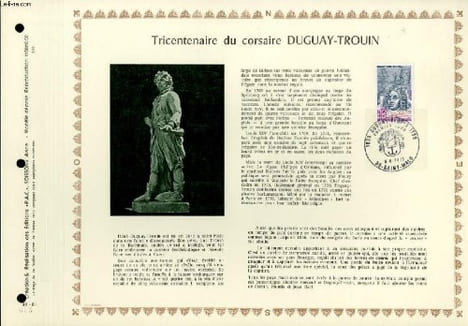 FEUILLET ARTISTIQUE PHILATELIQUE - PAC - 73 - 23 - TRICENTENAIRE DU CORSAIRE DUGUAY-TROUIN. COLLECTIF