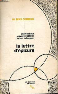 La lettre d'épicure - Collection le sens commun - dédicacé par Jean et Mayotte Bollack.