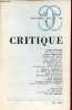 Critique n°318 novembre 1973 - Par dessus l'épaule , Roland Barthes - Pandora de Nerval : essai d'interprétation, Michel Jeanneret - le dadaïsme ...