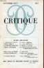 Critique n°293 octobre 1971 - Marie Delcourt - le mythe indifférent, C.Backes-Clement - la magie d'héphaïstos, Andre Green - la rousse et le roux, ...