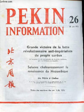 Pékin Information n°26 30 juin 1975 - Grande victoire de la lutte révolutionnaire anti-impérialiste du peuple coréen - saluons chaleuresement la ...