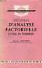 Méthodes d'analyse factorelle à l'usage des psychologues - Collection Bibliothèque scientifique internationale section psychologie.. Reuchlin Maurice