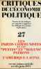 Critiques de l'économie politique n°27 avril-juin 1977 - Les partis communistes et les petits et moyens patrons - l'amérique latine.. Collectif