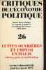 Critiques de l'économie politique n°26 janvier-mars 1977 - Luttes ouvrières et emploi en Italie valeur, prix et réalisation.. Collectif