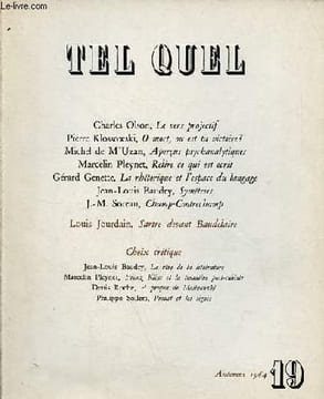 Tel Quel n°19 automne 1964 - Charles Olson, le vers projectif - Pierre Klossowski, O mort, où est ta victoire ? - Michel de M'Uzan, aperçus ...