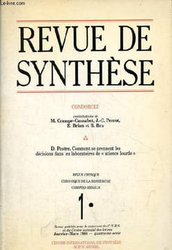 Revue de synthèse n°1 janvier-mars 1988 4eme série - Condorcet contributions de M.Crampe-Casnabet, J.-C.Perrot, E.Brian et B.Bru - D.Pestre, comment ...