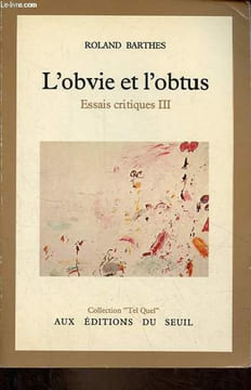 "L'obvie et l'obtus - Essais critiques - Tome 3 - Collection "" Tel Quel "".". Barthes Roland