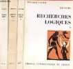 Recherches logiques - Tome 1 + Tome 2 2eme partie + Tome 3 - 3 volumes - Tome 1 : Prol&eacute;gom&egrave;nes &agrave; la logique pure - Tome 2 2eme partie : recherches ...