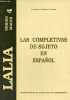 Las completivas de sujeto en espanol - Coleccion Lalia Series Maior n°4.. Cabeza Pereiro Carmen