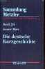 Die deutsche kurzgeschichte - Sammlung Metzler n°216.. Marx Leonie