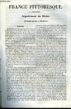 FRANCE PITTORESQUE TOME 3 - LIVRAISON N°7 - DEPARTEMENT DU RHONE + LYON. HUGO A.