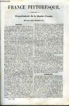 FRANCE PITTORESQUE TOME 3 - LIVRAISON N°30 - DEPARTEMENT DE LA HAUTE VIENNE. HUGO A.