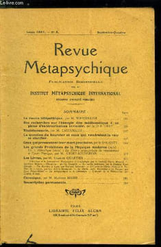 REVUE METAPSYCHIQUE - LE DESSIN TELEPATHIQUE PAR M. WARCOLLIER - NOS RECHERCHES SUR L'ENERGIE DITE MEDIUMNIQUE A SA PHASE D'EXTERIORISATION INVISIBLE ...
