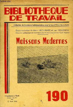 BIBLIOTHEQUE DE TRAVAIL N°190 - MOISSONS MODERNES. COLLECTIF