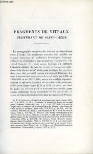 BULLETIN MONUMENTAL 110e VOLUME DE LA COLLECTION N°1 - FRAGMENTS DE VITRAUX PROVENANT DE SAINT-DENIS PAR LOUIS GRODECKI