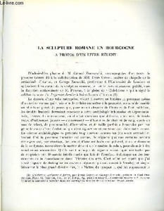 BULLETIN MONUMENTAL 119e VOLUME DE LA COLLECTION N°4 - LA SCULPTURE ROMANE EN BOURGOGNE A PROPOS D'UN LIVRE RECENT PAR FRANCIS SALET