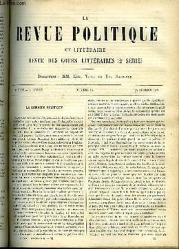 LA REVUE POLITIQUE ET LITTERAIRE 3e ANNEE - 2e SEMESTRE N°33 - LES EVENTUALITES POLITIQUE DU PROCHAIN CONCLAVE PAR EMILE GEBHART, LES METHODES DE ...