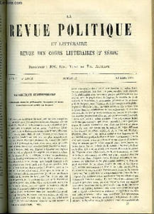 LA REVUE POLITIQUE ET LITTERAIRE 4e ANNEE - 2e SEMESTRE N°37 - L'ESTHETIQUE DANS LA PHILOSOPHIE FRANCAISE ET DANS L'ENSEIGNEMENT PUBLIC EN FRANCE PAR CH. BENARD, SHAKESPEARE ET L'ANTIQUITE PAR PAUL STAPFER, MEMPHIS - L'ART ET LES DIEUX DE L'EGYPTE