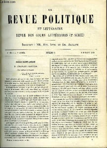 LA REVUE POLITIQUE ET LITTERAIRE 5e ANNEE - 1er SEMESTRE N°1 - SALLE SAINT-ANDRE - LES EGLISES ET L'ESPRIT PAR ATHANASE COQUEREL, LA REPUBLIQUE PARTHENOPEENNE DE 1799 PAR PAUL GAFFAREL, VIE ET OEUVRES DE COROT PAR CHARLES BIGOT,L'ENSEIGNEMENT DES JESUITES