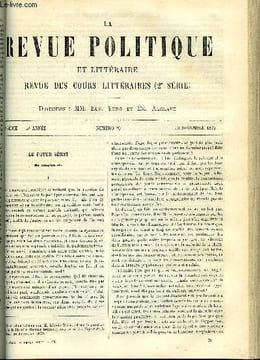 LA REVUE POLITIQUE ET LITTERAIRE 5e ANNEE - 1er SEMESTRE N°20 - LE FUTUR SENAT PAR LEONCE RIBERT, LES PRIX DE L'ACADEMIE DES INSCRIPTIONS PAR ALFRED ...
