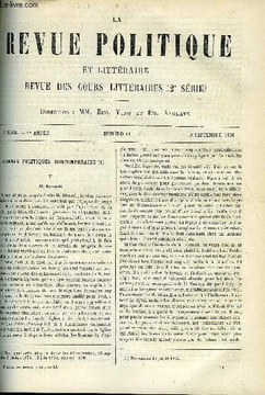 LA REVUE POLITIQUE ET LITTERAIRE 6e ANNEE - 1er SEMESTRE N°11 - HOMMES POLITIQUES CONTEMPORAINS -M. DISRAELI PAR LEO QUESNEL, LA LEGENDE SAINT PIERRE ...