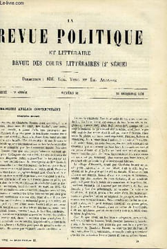 LA REVUE POLITIQUE ET LITTERAIRE 6e ANNEE - 1er SEMESTRE N°26 - ROMANCIERS ANGLAIS CONTEMPORAINS - CHARLOTTE BRONTE PAR LEO QUESNEL, LA PETITE-RUSSIE ...