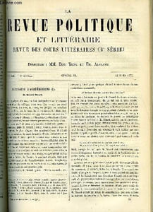 LA REVUE POLITIQUE ET LITTERAIRE 8e ANNEE - 2e SEMESTRE N°38 - M. DESIRE NISARD PAR C***, LE DROIT DE SUFFRAGE DANS L'ANTIQUE ROME PAR A. BOUCHE-LECLERCQ