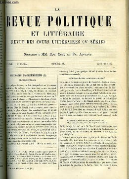 LA REVUE POLITIQUE ET LITTERAIRE 8e ANNEE - 2e SEMESTRE N°38 - M. DESIRE NISARD PAR C***, LE DROIT DE SUFFRAGE DANS L'ANTIQUE ROME PAR A. ...
