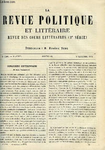 LA REVUE POLITIQUE ET LITTERAIRE 9e ANNEE - 1er SEMESTRE N°10 - IVAN TOURGUENEF PAR E. RITTIER, SHAKESPEARE ET L'ANTIQUITE PAR PAUL STAPFER, LE MOUVEMENT LITTERAIRE A L'ETRANGER PAR ARVEDE BARINE