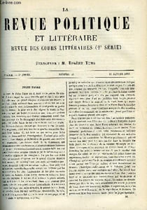 LA REVUE POLITIQUE ET LITTERAIRE 9e ANNEE - 2e SEMESTRE N°31 - JULES FAVRES PAR E. DE PRESSENSE, GOETHE ET LESSING PAR PAUL STAPFER, LA PROVENCE MARITIME PAR VILLAMUS, LA REFORME DE L'ENSEIGNEMENT SECONDAIRE PAR E.R.
