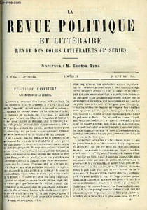 LA REVUE POLITIQUE ET LITTERAIRE 10e ANNEE - 1er SEMESTRE N°21 - LES DEBUTS DE LA SESSION PARLMENTAIRE PAR E. DE PRESSENSE, VIE ET TRAVAUX DE M. CASSIN DE PERCEVAL PAR H. WALLON, ETHNOGRAPHIE DE LA FRANCE PAR E. LEVASSEUR