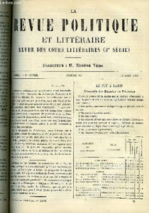 LA REVUE POLITIQUE ET LITTERAIRE 1er ANNEE - 1er SEMESTRE N°12 - LE FEU A PARIS PAR LE COLONEL PARIS, CATHERINE II ET LA REVOLUTION FRANCAISE PAR ALFRED RAMBAUD, LE KLEPHTE PAR ABRAHAM DREYFUS, L'ACADEMIE STANISLAS DE NANCY PAR GEORGES DE NOUVION