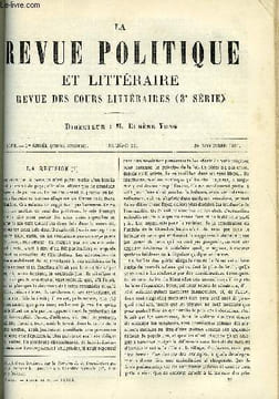 LA REVUE POLITIQUE ET LITTERAIRE 1er ANNEE - 2e SEMESTRE N°22 - LA REVISION DE LA CONSTITUION PAR EDMOND SCHERER, MAZZINI PAR E. DE PRESSENSE, ...
