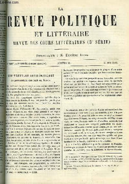 "LA REVUE POLITIQUE ET LITTERAIRE 2e ANNEE - 1er SEMESTRE N°20 - LA PERSECUTION DES JUIFS EN RUSSIE PAR ANATOLE LEROY-BEAULIEU, EMILE CHEVE PAR ...