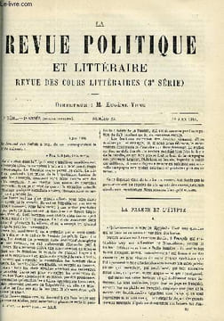 LA REVUE POLITIQUE ET LITTERAIRE 2e ANNEE - 1er SEMESTRE N°23 - LA FRANCE ET L'EGYPTE PAR *** ET ***, EMILE CHEVE V PAR FRANCISQUE SARCEY, LE JUIF ...