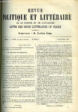 LA REVUE POLITIQUE ET LITTERAIRE 3e ANNEE - 2e SEMESTRE N°9 - TYPES ET TRAVERS CONTEMPORAINS PAR FRANCISQUE BOUILLIER, LE MUTILE PAR PARIA KORIGAN ...